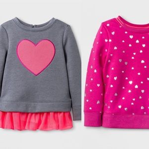 NWT Gray sweater & pink sweater w/silver heart